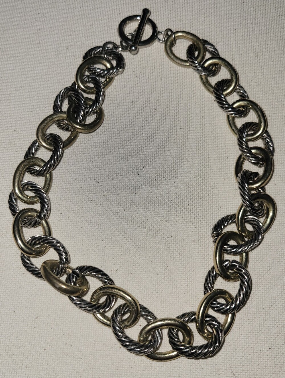 Two-Tone Gold & Silver Chain Link Necklace - Women's Jewelry 16"